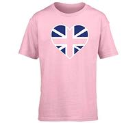 Hippowarehouse Heart Flag UK Kids Children's Short Sleeve t-Shirt VE Day 2025 Britian British England Scotland Wales Pink