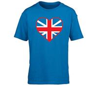 Hippowarehouse Heart Flag UK Kids Children's Short Sleeve t-Shirt VE Day 2025 Britian British England Scotland Wales Sapphire Blue