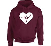 Hippowarehouse Heart Ice Skating Unisex Hoodie Hooded top (Specific Size Guide in Description) Maroon