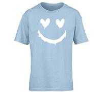 Hippowarehouse Heart Smiling Paint drip face Kids Children's Short Sleeve t-Shirt Light Blue