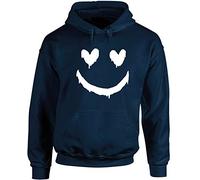 Hippowarehouse Heart Smiling Paint drip face Unisex Hoodie Hooded top (Specific Size Guide in Description) Navy Blue