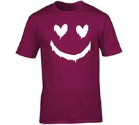 Hippowarehouse Heart Smiling Paint drip face Unisex Short Sleeve t-Shirt (Specific Size Guide in Description) Maroon