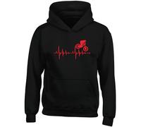 Hippowarehouse Heartbeat Mountain Bike Kids Children's Unisex Hoodie Hooded top Black