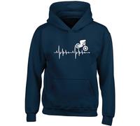 Hippowarehouse Heartbeat Mountain Bike Kids Children's Unisex Hoodie Hooded top Navy