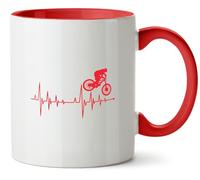 Hippowarehouse Heartbeat Mountain Bike Printed Mug Various Colour Options Ceramic Cup Kitchenware 11oz