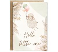 Hippowarehouse Hello Little One lamb Personalised Card A5 with envelope for him for her Funny Cards for Men and Women Blank inside option