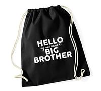 Hippowarehouse Hello my new name is big brother Drawstring Cotton School Gym Kid Bag Sack 37cm x 46cm, 12 litres