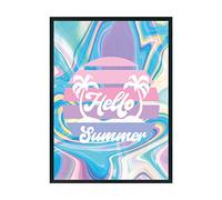 Hippowarehouse Hello Summer Sunset Sunrise Printed Poster A2 Wall Art Design Classroom Room Gym Office Décor