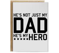 Hippowarehouse He's not just my dad he's my hero Personalised Card A6 with envelope for him for her Funny Cards for Men and Women Blank inside option