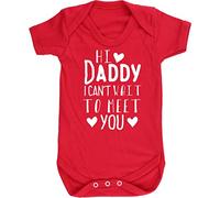Hippowarehouse Hi Daddy I Can't Wait to Meet You Baby Vest Bodysuit (Short Sleeve) Boys Girls Red