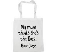 Hippowarehouse Hilarious Cheeky Kids My Mum Thinks She Is the Boss How Cute Tote Shopping Gym Beach Bag 42cm x38cm, 10 litres