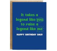 Hippowarehouse Hilarious Dad Birthday Card from Son It Takes a Legend Like You Personalised Card A5 with envelope for him for her Funny Cards for Men and Women Blank inside option