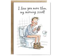 Hippowarehouse Hilarious I Love You More Than My Morning Toilet Scroll Card From Men Personalised Card A6 with envelope for him for her Funny Cards for Men and Women Blank inside option