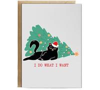 Hippowarehouse Hilarious Sassy Christmas Cat I Do What I Want Attitude Personalised Card A6 with envelope for him for her Funny Cards for Men and Women Blank inside option