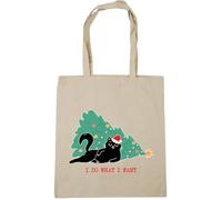 Hippowarehouse Hilarious Sassy Christmas Cat I Do What I Want Attitude Tote Shopping Gym Beach Bag 42cm x38cm, 10 litres