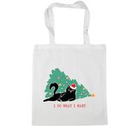 Hippowarehouse Hilarious Sassy Christmas Cat I Do What I Want Attitude Tote Shopping Gym Beach Bag 42cm x38cm, 10 litres