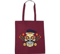 Hippowarehouse Hipster Sugar Skull Tote Shopping Gym Beach Bag 42cm x38cm, 10 litres