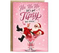 Hippowarehouse Ho, Ho, Ho let's get tipsy this season Card - A6 with envelope for him for her Funny Cards for Men and Women