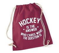 Hippowarehouse Hockey is the Answer Who Cares What the Question Is Drawstring Cotton School Gym Kid Bag Sack 37cm x 46cm, 12 litres