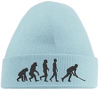 Hippowarehouse Hockey Player Evolution Embroidered Beanie Hat Blue with Black Stitch