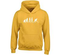 Hippowarehouse Hockey Player Evolution Kids Children's Unisex Hoodie Hooded top Gold