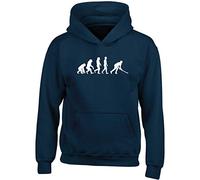 Hippowarehouse Hockey Player Evolution Kids Children's Unisex Hoodie Hooded top Navy