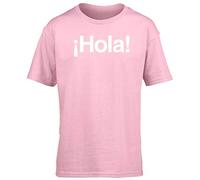 Hippowarehouse Hola Spanish Greeting Kids Children's Short Sleeve t-Shirt Pink