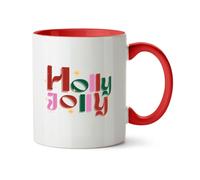 Hippowarehouse Holly Jolly Sack Printed Mug Various Colour Options Ceramic Cup Kitchenware 11oz