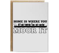Hippowarehouse Home is Where You Moor It Birthday Card A5 Personalised with envelope for him for her Funny Cards for Men and Women Blank inside option