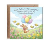 Hippowarehouse Hoppy Easter, sweet granddaughter, may your day soar with joy Personalised Card. 15cm x 15cm with envelope for him for her Funny Cards for Men and Women Blank inside option