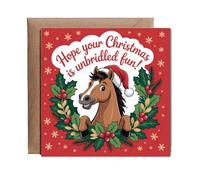 Hippowarehouse Horse Hope your Christmas is unbridled fun Personalised Card. 15cm x 15cm with envelope for him for her Funny Cards for Men and Women Blank inside option
