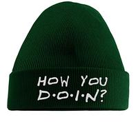 Hippowarehouse How You Doin? Embroidered Beanie Hat Winter Essential Woolly hat Bottle Green