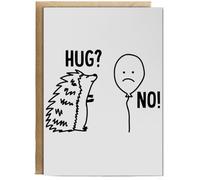 Hippowarehouse Hug? No! - Hedgehog balloon Birthday Card A5 Personalised with envelope for him for her Funny Cards for Men and Women Blank inside option