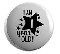 Hippowarehouse I Am 1 Year Old! - 1st Birthday Milestone Birthday Badge Various Sizes 38mm 50mm 75mm