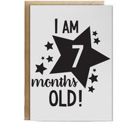 Hippowarehouse I Am 7 Months Old! - Milestone Birthday Birthday Card A5 Personalised with envelope for him for her Funny Cards for Men and Women Blank inside option
