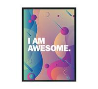 Hippowarehouse I am awesome Printed Poster A4 Wall Art Design Classroom Room Gym Office DÃƒ©cor