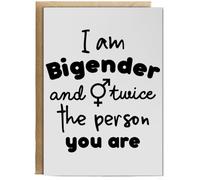 Hippowarehouse I Am Bigender and Twice The Person You are Birthday Card A5 Personalised with envelope for him for her Funny Cards for Men and Women Blank inside option
