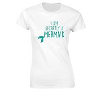 Hippowarehouse I am Secretly a Mermaid Womens Fitted Short Sleeve t-Shirt (Specific Size Guide in Description) White