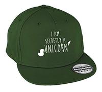 Hippowarehouse i am Secretly a Unicorn Snapback hat Premium Printed 5 Panel Flat Peak Cotton OneSize Adults Bottle Green