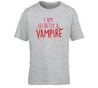 Hippowarehouse I am Secretly a Vampire Kids Children's Short Sleeve t-Shirt Grey