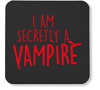 Hippowarehouse I am secretly a vampire pack of 2 coasters gloss finish durable backing 9cm x 9cm