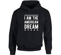 Hippowarehouse I am The American Dream Unisex Hoodie Hooded top (Specific Size Guide in Description) Black