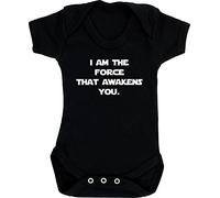 Hippowarehouse I Am The Force That Awakens You Baby Vest Bodysuit (Short Sleeve) Boys Girls Black