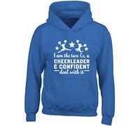 Hippowarehouse I am The Two Cs A Cheerleader and Confident Deal with it Kids Children's Unisex Hoodie Hooded top Royal
