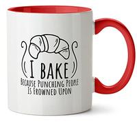 Hippowarehouse I Bake Because Punching People is Frowned Upon Printed Mug Various Colour Options Ceramic Cup Kitchenware 11oz