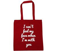 Hippowarehouse I Can't Feel My face When I'm with You Tote Shopping Gym Beach Bag 42cm x38cm, 10 litres