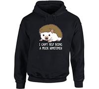 Hippowarehouse I Can't Help Being a Prick Sometimes - Hedgehog Unisex Hoodie Hooded top (Specific Size Guide in Description) Black