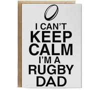 Hippowarehouse I can't keep calm I'm a rugby dad Birthday Card A5 Personalised with envelope for him for her Funny Cards for Men and Women Blank inside option