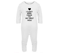 Hippowarehouse I Can't Keep Calm It's My First Holi Baby Romper All in one Piece Unisex White