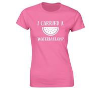 Hippowarehouse I Carried A Watermelon Womens Fitted Short Sleeve t-Shirt (Specific Size Guide in Description) Pink